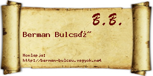 Berman Bulcsú névjegykártya